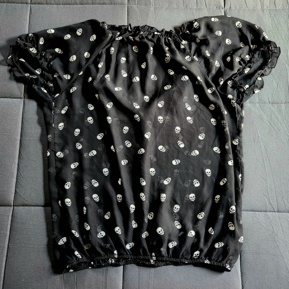 Sheer Black Skull Blouse